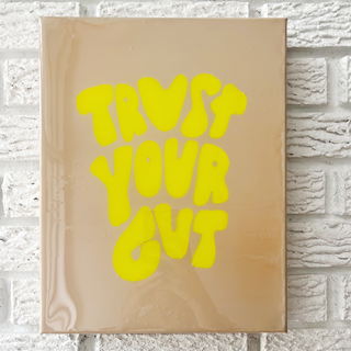 Trust Your Gut Mini - Taupe and Neon Yellow