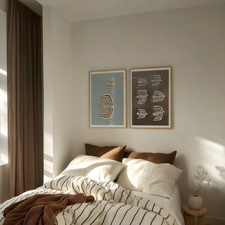 Chocolate Striped Birds Print