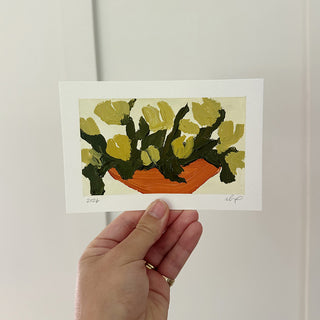 Yellow Flowers in Orange Bowl