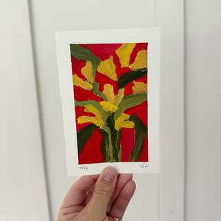 Yellow Flowers on Red