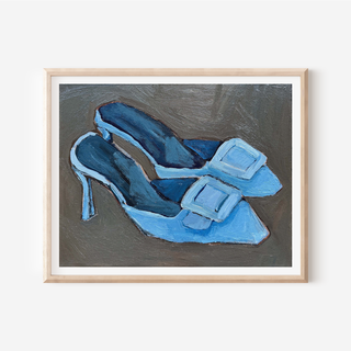 Blue Buckle Heels Print