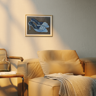 Blue Buckle Heels Print