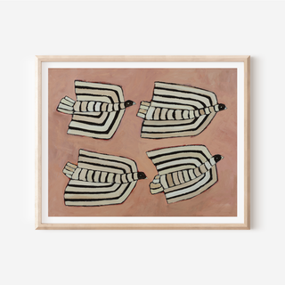Blush Striped Birds Print