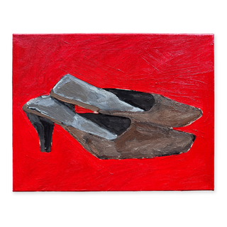 Brown Heels on Red