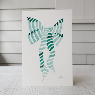 Green Striped Bow Gift Box