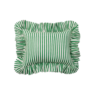Green Striped Throw Pillow