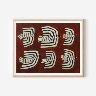 Merlot Striped Birds Print