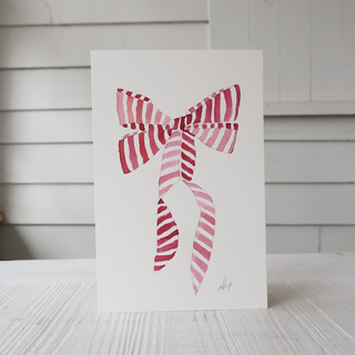 Bright Pink Striped Bow Gift Bow