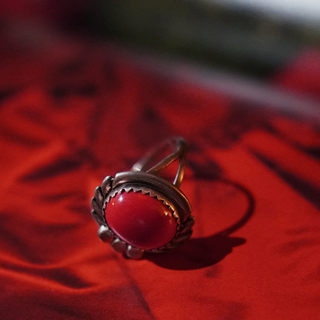 Red + Silver Statement Ring