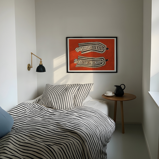 Red Striped Bird Duo Print