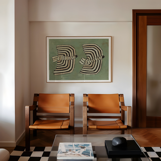 Sage Striped Bird Duo Print