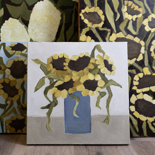 Sunflowers Blue Vase
