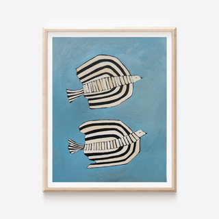 Two Striped Birds Print