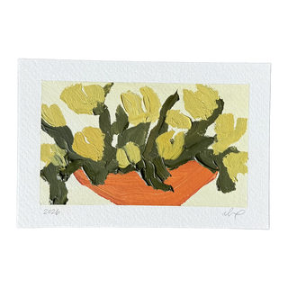 Yellow Flowers in Orange Bowl